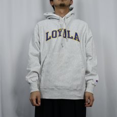 画像2: 2000's Champion REVERSE WEAVE "LOYOLA" プリントスウェットフーディー M (2)