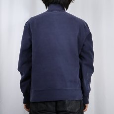 画像3: 90's POLO Ralph Lauren USA製 ポニー無し ハーフジップスウェット NAVY L (3)