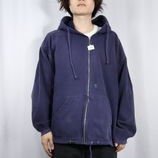 画像2: 90's GAP 無地 スウェットジップパーカー NAVY XL (2)