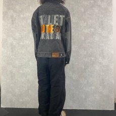 画像4: FUBU ワッペン付き ブラックデニムジャケット L (4)