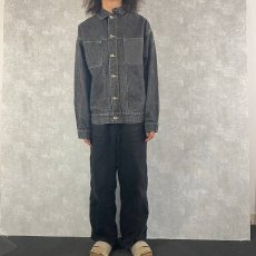 画像2: FUBU ワッペン付き ブラックデニムジャケット L (2)