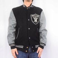 画像3: 80's NFL RAIDERS CANADA製 フットボールチーム レザー×ウールスタジャン M (3)