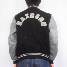 画像4: 80's NFL RAIDERS CANADA製 フットボールチーム レザー×ウールスタジャン M (4)