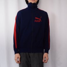 画像2: 70's PUMA "目つきプーマ" フロッキープリント トラックジャケット NAVY size6 (2)