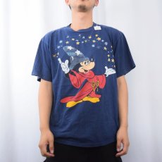 画像2: 80's Disney USA製 "MICKEY MOUSE FANTASIA" ラメプリントTシャツ NAVY XL   (2)