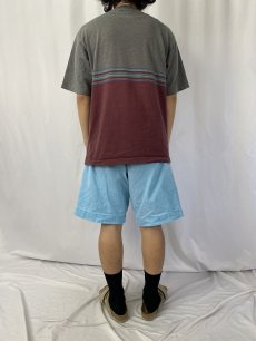 画像4: 90's〜 HANG TEN マルチボーダー柄 刺繍ポケットTシャツ L (4)