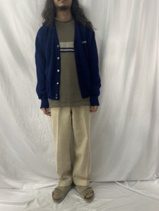 画像2: 80's The Fox JCPenney USA製 アクリルニットカーディガン NAVY L (2)