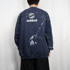 画像4: AIRBUS 航空会社ロゴ刺繍 ペンキペイントスウェット NAVY XL (4)