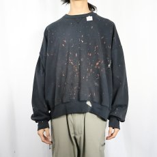 画像2: FRUIT OF THE LOOM ペンキペイント 前V 無地スウェット BLACK 3XL (2)