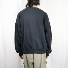 画像3: FRUIT OF THE LOOM ペンキペイント 前V 無地スウェット BLACK 3XL (3)