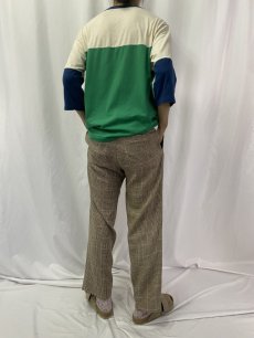 画像4: 90's POLO Ralph Lauren ITALY製 シルク×ウール グレンチェック柄 スラックス W35 (4)