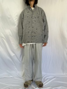 画像2: 90's Woolrich USA製 フィッシング柄 ボタンダウンネルシャツ XL (2)