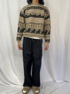 画像2: Woolrich ノルディック柄 ロールネックウールニットセーター M (2)