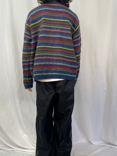 画像4: 90's J.CREW マルチボーダー柄 ウールニットセーター XL (4)