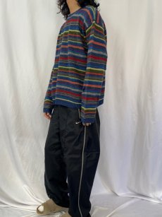 画像3: 90's J.CREW マルチボーダー柄 ウールニットセーター XL (3)