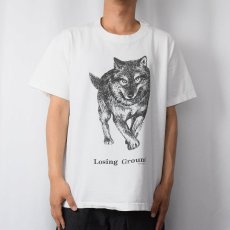 画像2: 90's Human-i-Tees USA製 "Losing Ground" オオカミプリントTシャツ L (2)