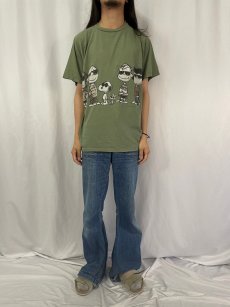 画像2: 90's PEANUTS USA製 キャラクターパロディプリントTシャツ L (2)