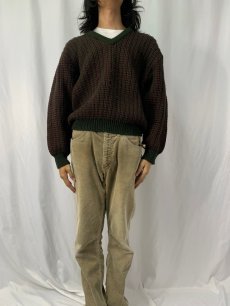 画像2: 80's L.L.Bean ENGLAND製 バーズアイ Vネックウールニットセーター L (2)