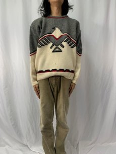 画像2: 90's Woolrich サンダーバード柄 ウールニットセーター L (2)