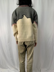 画像4: 90's Woolrich サンダーバード柄 ウールニットセーター L (4)