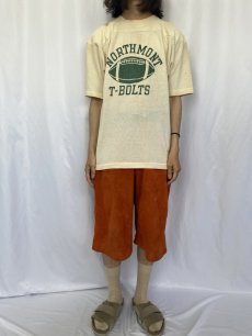 画像2: 70s~80's Champion USA製 バータグ "NORTHMONT T-BOLTS" 七分袖フットボールTシャツ M (2)