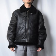 画像2: 民間品 B-3 TYPE ムートンフライトジャケット BLACK L (2)