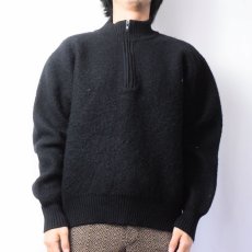 画像2: 80's L.L.Bean ハーフジップ ウールニットセーター BLACK L (2)