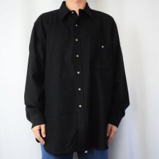 画像2: 70's PENDLETON USA製 エルボーパッチ付き ウールシャツ BLACK XL (2)