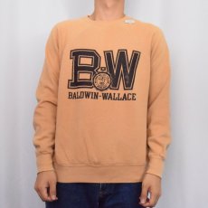 画像2: 70〜80's USA製 "BALDWIN-WALLACE" プリントラグランスウェット L (2)