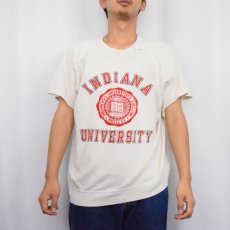 画像2: 80's Champion USA製 "INDIANA UNIVERSITY" フロッキープリント 半袖スウェット XL (2)