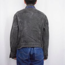 画像3: 80's Levi's 70411-9418 チェック柄ライナー ブラックデニムジャケット L (3)