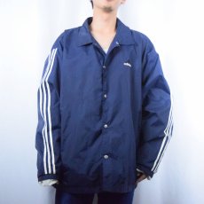 画像2: 2000's adidas サイドライン ナイロンコーチジャケット NAVY L (2)