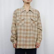 画像3: 70's Pendleton USA製 オンブレーチェック柄 オープンカラーウールシャツ XL (3)