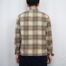 画像3: 70's Pendleton USA製 オンブレーチェック柄 オープンカラーウールシャツ M (3)