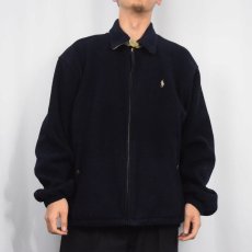 画像2: 90's POLO Ralph Lauren POLARTEC ロゴ刺繍 フリーススイングトップ NAVY XL (2)