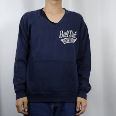 画像2: 70's Champion バータグ USA製 "BALL STATE UNIVERSITY" Vネック プリントスウェット NAVY XL (2)