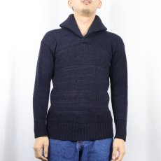 画像2: 30's〜 ショールカラー ウールニットセーター NAVY (2)