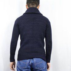 画像3: 30's〜 ショールカラー ウールニットセーター NAVY (3)