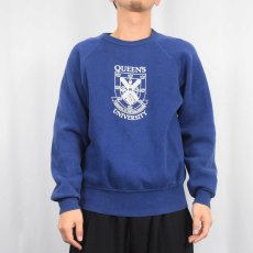 画像2: 80's TIGER BRAND "QUEEN'S UNIVERSITY" プリントラグランスウェット NAVY L (2)