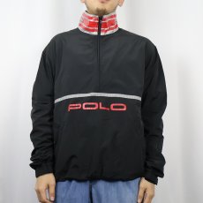 画像2: POLO Ralph Lauren ハーフジップ ナイロンジャケット BLACK L (2)