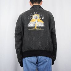 画像4: 80〜90's SONY STUDIO EMPORIUM USA製 "COLUMBIA PICTURES" レオパード柄 フライトレザージャケット BLACK L (4)