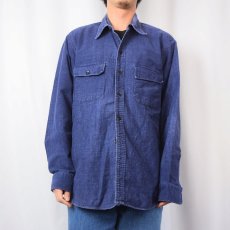 画像2: 70's L.L.Bean 筆記体タグ シャモアクロスシャツ NAVY SIZE17 (2)