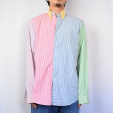 画像2: POLO Ralph Lauren "CUSTOM FIT" ストライプ柄 クレイジーパターン ボタンダウンシャツ L (2)