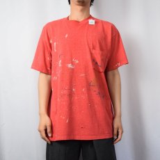 画像2: 80's Hanes USA製 "Fifty-Fifty" ペンキペイント ポケットTシャツ XL (2)