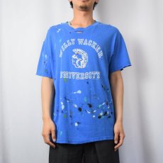 画像2: 90〜2000's "WILLY WACKER UNIVERSITY" ペンキペイント インディアンヘッドプリントTシャツ L (2)