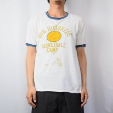 画像2: 70's Champion USA製 赤バータグ "BOB HOUBREGS" プリントリンガーTシャツ XL (2)