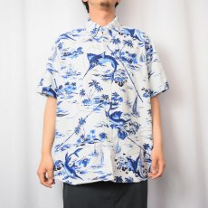 画像2: Ralph Lauren フィッシング柄 コットンボタンダウンシャツ XL (2)