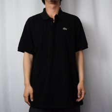 画像2: 70〜80's CHEMISE LACOSTE FRANCE製 ロゴ刺繍 鹿の子ポロシャツ BLACK SIZE7 (2)