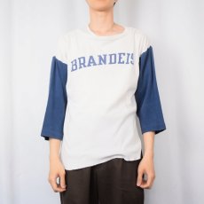 画像2: 70's Champion USA製 バータグ "BRANDEIS" 2トーン ベースボールTシャツ XL (2)