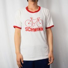 画像3: 70's Champion USA製 バータグ "SCHWINN" 自転車プリントリンガーTシャツ L (3)